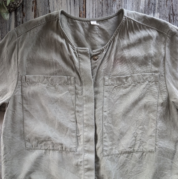 KOTN Tunic Button Up Blouse Green Womens Medium - Picture 4 of 9